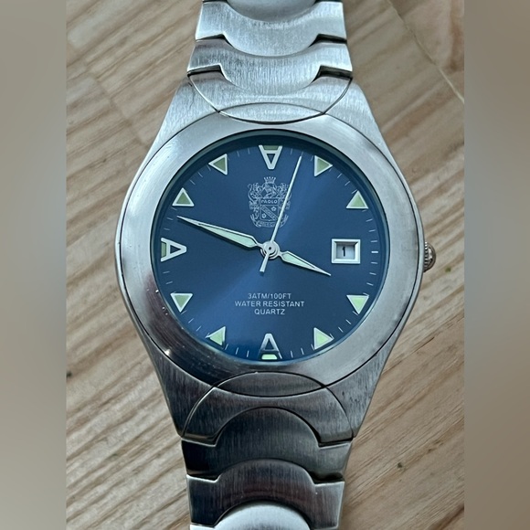 Paolo Gucci Rare Designer Watch Blue Dial Date Window Stainless Case Bracelet - Picture 3 of 14